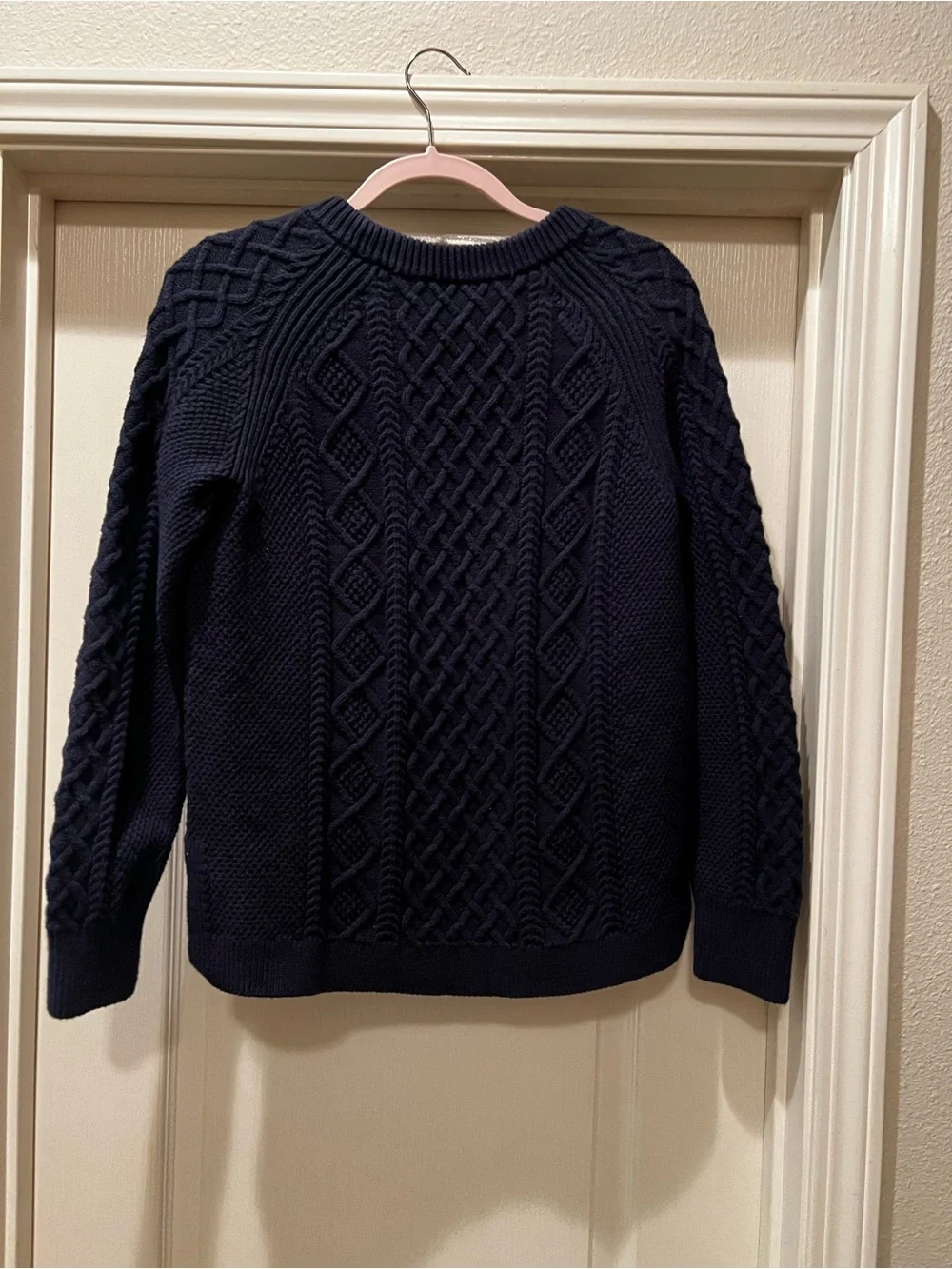 J Crew 100% CottonClassic Cable Knit Sweater - Navy Medium